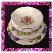ON SALE Cynthia Rowley Melamine Rose Floral Dinnerware 12 Piece Set FREE SHIP