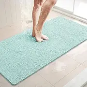LuxStep Shower Mat Bathtub Mat,40x16 inch, Non-Slip Bath Mat with Drain, Quick Drying PVC Loofah Bathmat for Tub,Shower,Bathroom (Green)