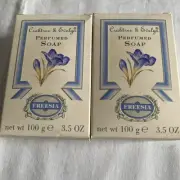Vintage Crabtree & Evelyn Perfumed Bar Soap Freesia Set of 2 New 3.5 oz 1993 USA