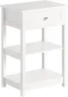 Bedside Table with Drawer and Shelves, Wooden Side Table, End Table, Night Stand