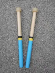 Kakesa Steel Drum Pan Mallets Sticks Wood - Double Seconds blue, yellow, black