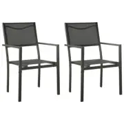 NNEVL Garden Chairs 2 pcs Textilene and Steel Black and Anthracite