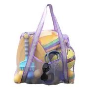 Large Beach Bag with Zipper Lightweight Beach Toy Bag Mesh Bag for Purple