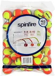 Spinfire Orange Junior Tennis Balls - 48 Pack (Aged 8-10 Years Old)