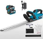 Handheld Cordless Hedge Trimmer, 2000W Electric Hedge Clipper with Two 15000mAh Rechargeable Batteries and Charger, 65mm Cutting Width, Grass Shear for Garden, Lawn