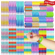 200PCS Pop Fidget Bracelets, Popper Bracelet Pack, Durable and Adjustable,