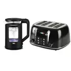 Vintage Electric 1.7L Glass Kettle and Toaster Combo Stainless Steel Black