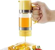 Aelga Glass Honey Dispenser Pot, No Drip 9 OZ Honey Jar with Handle, Syrup Dispenser for Coffee or Tea, Yellow
