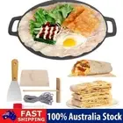 34CM Cast Iron Induction Crepes Pan Baking Cookie Pancake Pizza Bakeware AU