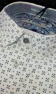NWT Ted Baker men's 6(2XL) short sleeve button down shirt Abstract Shapes/Pocket