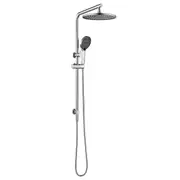 Bath 10'' Round Shower Head Set 3-Mode HandHeld Gooseneck Rail Diverter Chrome