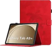 [Oduio] Case for Samsung Galaxy Tab A9 Plus 11 Inch 2023 (SM-X210/X216/X218), Premium PU Leather Multi-Angle Folio Protective Case with Card Slot and Auto Sleep/Wake Function for Galaxy Tab A9+, Red