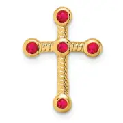10K Yellow Gold Ruby Religious Cross Chain Slide Best
