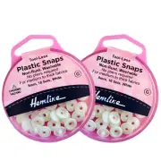 2 x Hemline Tool Less Plastic Snap Fasteners 9mm WHITE - Non Rust Press Studs