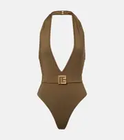 [Balmain] Balmain Belted swimsuit UK 14 green