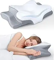 Ultra Pain Relief Cooling Pillow for Neck Support, Adjustable Cervical Pillow Cozy Sleeping, Odorless Ergonomic Contour Memory Foam Pillows (Grey,Queen)