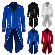 Retro Vintage Punk Gothic Medieval Masquerade Tuxedo Ren Faire Vampire Plague Doctor Plus Size Solid Color Men's Royal Steampunk Masquerade Party Adults' Coat