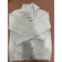 在飛比找蝦皮購物優惠-Uniqlo 優衣庫 白色 針織翻領毛衣外套 男裝