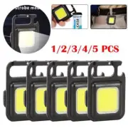 Portable Mini USB Rechargeable LED Flashlight COB Work Lamp Torch Keychain Light