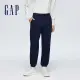 【GAP】男裝 Logo束口鬆緊棉褲 碳素軟磨法式圈織系列-海軍藍(889521)