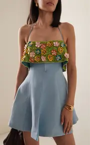 [ALÉMAIS] Yasmine Beaded Crepe Mini Dress