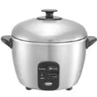 SPT Rice/Slow Cooker 3-Cup Stainless Steel 1-Button Control w/Automatic Shut-Off