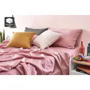 100% French Linen Bed Sheet Set - Rose, Double - Double