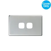 HPM Excel 2 Gang Light Switch Matt Silver Metal Cover