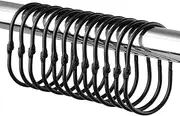MYTOAU Metal Black Shower Curtain Rings, 15 Pcs Oval Snap Hooks, Rust Proof, Glide Smoothly for Shower Curtain Rod