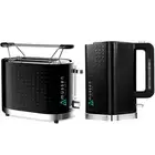 Mussen Toaster 2 Slice & Cordless 1.7L Kettle Jug Black Silver Kit Electric Set