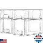 Vtopmart 4 Pack Clear Stackable Storage Drawers,Easy to Assemble Bathroom Org
