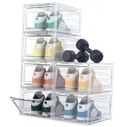 Shoe Storage Pack Shoe Organizer Clear Hard Plastic Shoe Box, 6 Transparent