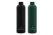 2x Lemon & Lime 1L SS Refresh Insulated Drinking Bottle Double Wall Assorted