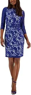 [Kasper] Womens Laurissa Lace Knee-Length Sheath Dress Blue XL