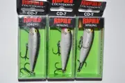 3 lures rapala cd-7 cd07 s silver sinking minnow countdown 2.75" 1/4oz 5'-8'