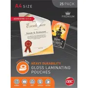 GBC Adhesive Backing Laminating Pouch 125 Micron A4 Clear Box 25