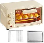 12L Large Capacity Oven, 600W Desktop Electric Oven, Adjustable Temperature 80-200℃, 60-Minute Timer, Upper and Lower Tube Heating, Visible Glass Window, for Kitchen Use