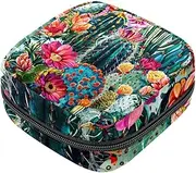 Period Bag,Sanitary Napkin Storage Bag,Watercolor Cactus Blossom,Tampon Holder for Purse