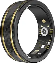 Smart Rings for Men Women Fitness Ring Heart Rate Monitor Sleep Smart Ring Step Counter Calorie Pedometer Rings Waterproof Sports Health Fitness Tracker Light Carbon Fiber Gold Ring