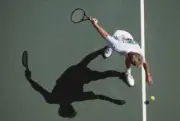Swedish tennis player Stefan Edberg pictured in action competing - Old Photo