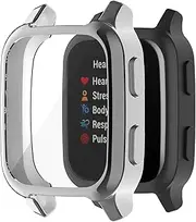 Screen Protector Case Compatible with Garmin Venu SQ2/ SQ, Full Coverage Soft TPU Case Protective Screen Cover Bumper Frame for Venu SQ2 Music/SQ Music Smartwatch (Gray)