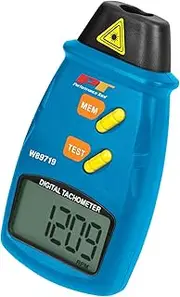 Performance Tool W89719 Professional Digital Laser LCD Tachometer Non-Contact RPM Reader with Auto Zero Adjustment for Min/Max Readings, 1 Pack