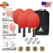 Premium Table Tennis Paddle Set - 4 Paddles & 8 Balls in Durable Carrying Case