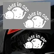 MAEZOE 2-Pack Kids in Car Decal Sticker, Baby on Board Signs for Safety Driving, Kids in Car Funny Vinyl Decal for Car Windows and Bumpers