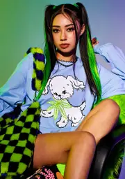 [Petals and Peacocks] Puff Pup Long Sleeve Tee
