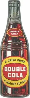 DOUBLE COLA SODA POP DRINK BOTTLE 19" HEAVY DUTY USA MADE METAL ADVERTISING SIGN