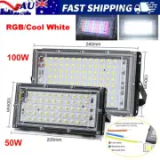 50~100W 240V RGB LED Floodlight Street Security Flood Lights Landscape Lamp IP65