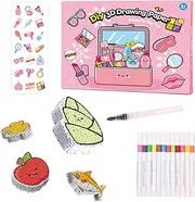 WangCow 43 Pcs 3D Foam Texture Painting Kit, 12 Colors Magic Puffy Paint for 3D Art, DIY Puff Art for Kids (Pink)
