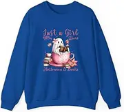 [X.Style] Ghost Book Girl Just a Girl who Loves Halloween and Books ds010 Sweater Royal XL