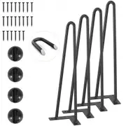 VEVOR 406.4MM Hairpin Furniture Legs, Metal Home DIY Projects for Nightstand, Coffee Table, Desk, 226.8KG Load Capacity with Rubber Floor Protectors,